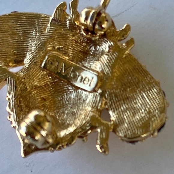 MONET Rhinestone Bumble Bee Brooch Pin with Blue Eyes - Picture 5 of 6